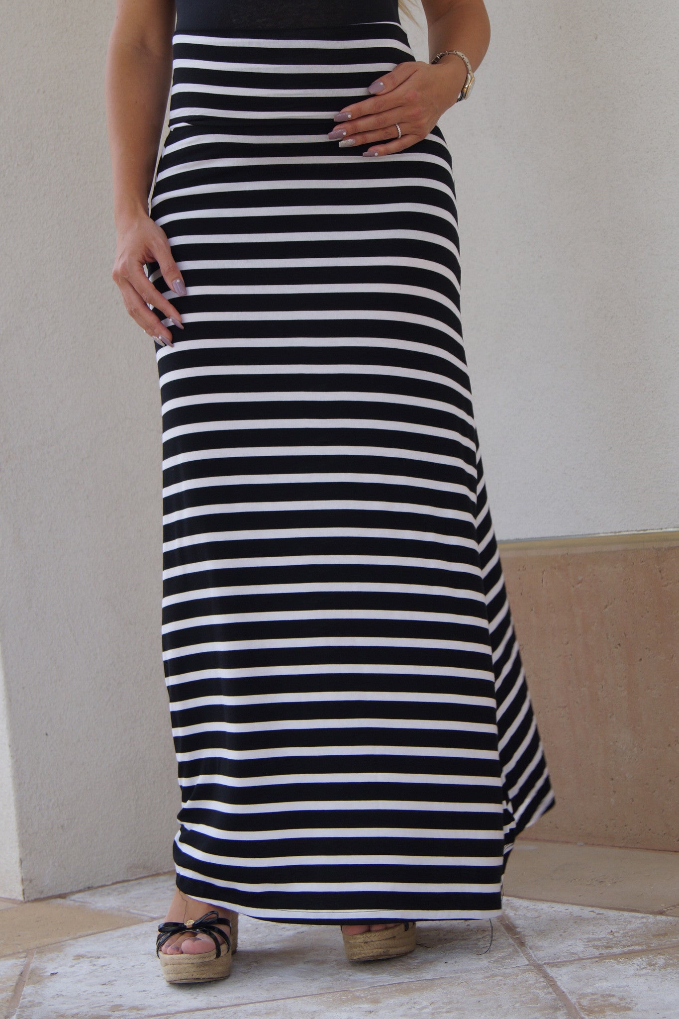 Striped maternity hotsell maxi skirt